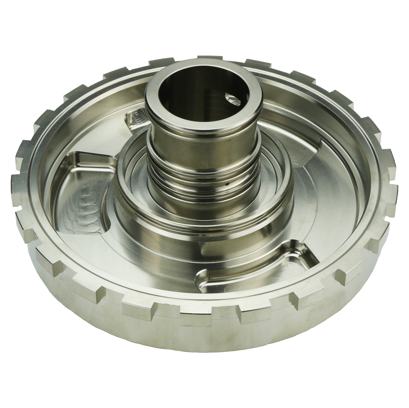 CCP-0228798D - BILLET ALUMINUM (7075) CENTER SUPPORT (BARE) FOR OVERSIZED INTERMEDIATE PISTON, TH400 CENTER LUBE APPLICATION, DUAL DIRECT FEED, HARD ANODIZED