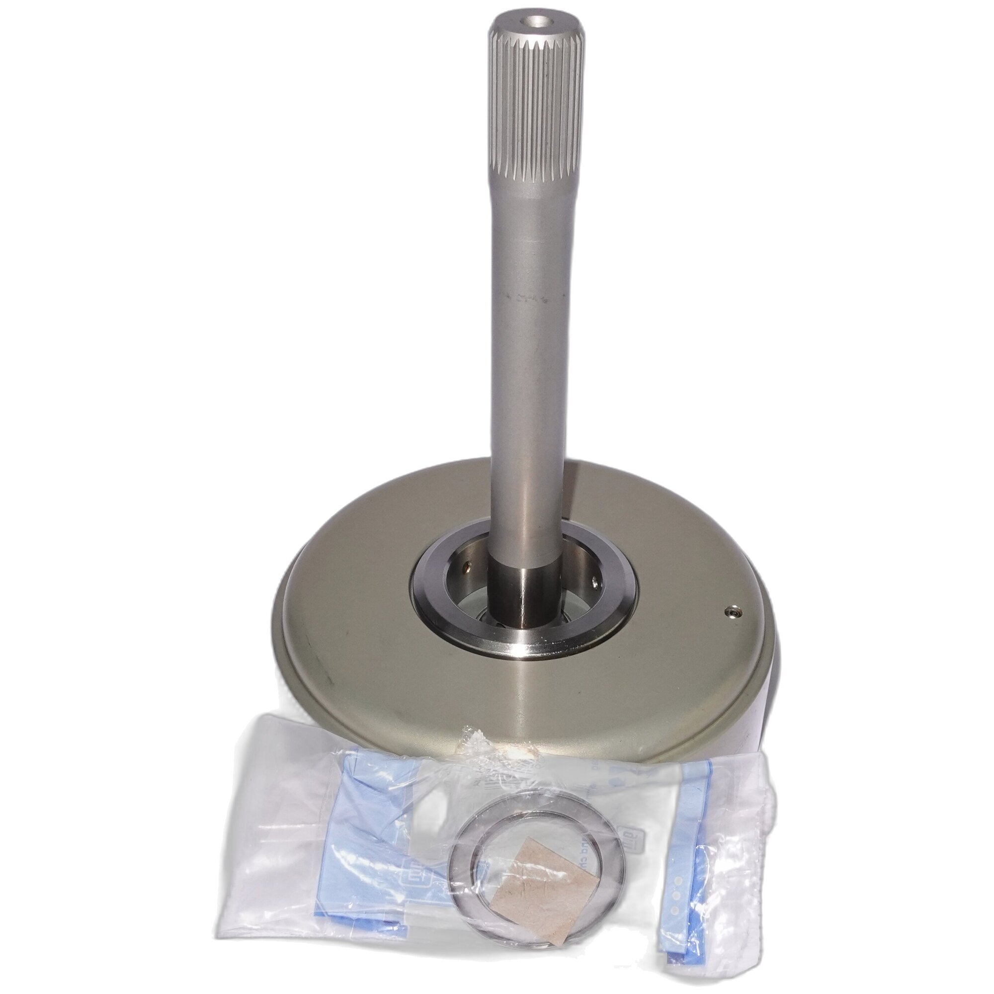 COA-22813A-SS - ALUMINUM FORWARD DRUM (7075 BILLET) W/ "SUPER SHAFT" ALLOY INPUT SHAFT, STEEL SEALING BORE SLEEVE, 4.7 LBS. (REQUIRES BUSHING IN TORQUE CONVERTER)
